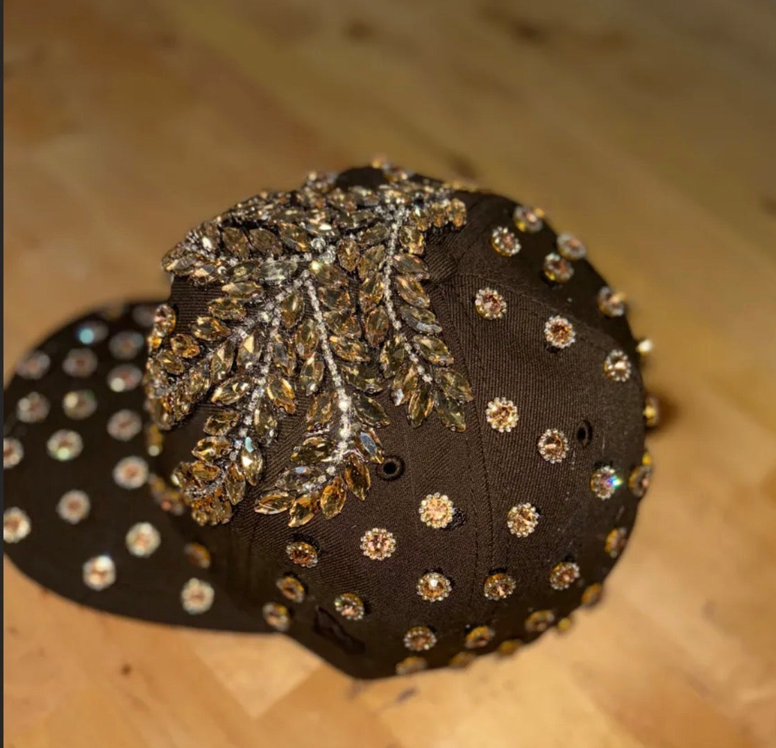 “Golden Luxe Crystal Crown Cap”